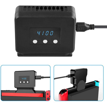 External Cooling Fan for Nintendo Switch Set Temperature Display Cooler for NS Original Docking Station, USB Powered, Integrated Cable