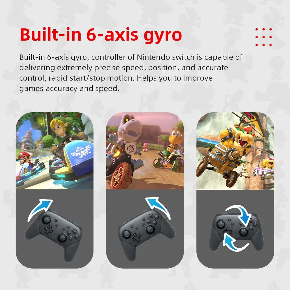 For Nintend Switch Pro Controller With NFC and Wake Function Wireless Joystick 6-Axis Gyro HD Vibration Bluetooth Gamepad